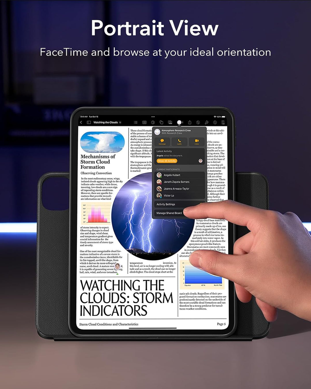 ESR für iPad Pro 13 Hülle (2024), Drehbare Hülle mit Abnehmbarer Magnetabdeckung, Ständer im Hoch-/Q