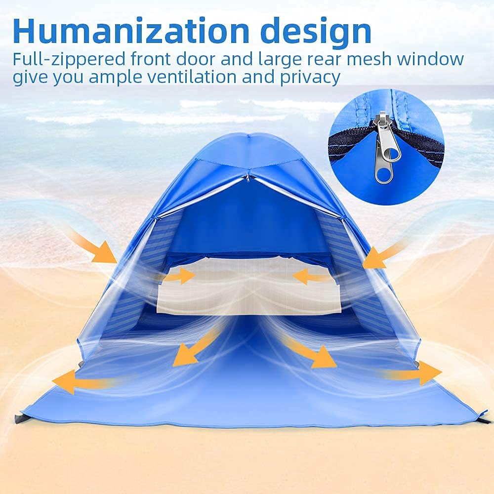 Strandmuschel Pop Up Strandzelt, Extra Light Pop Up Zelt für 2-3 Personen 50+ UV Schutz Tragbar Stra