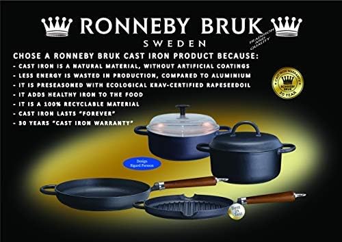 Ronneby Bruk 120740 Maestro Grillpfanne, mit Ausgiesser, Farbe: Schwarz, Durchmesser 28 cm, Gusseise