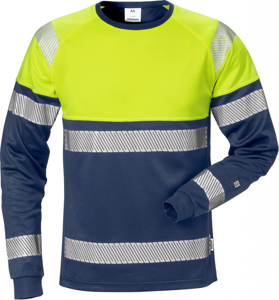 Fristads Warnschutz-Langarm-T-Shirt Klasse 1 7519 Thv L Warnschutzgelb/Marineblau, L Warnschutzgelb/