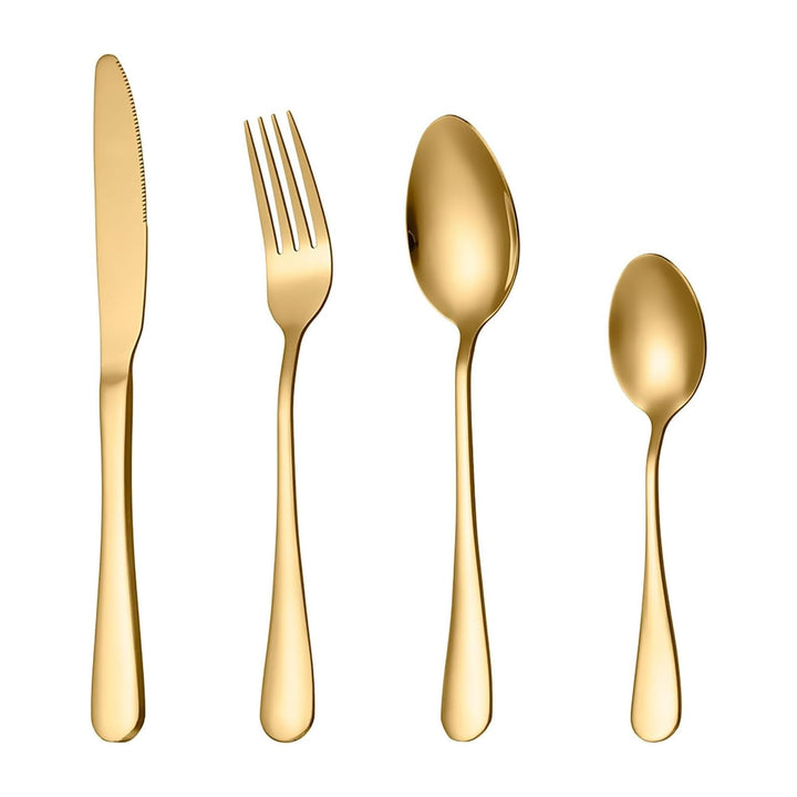 Besteck Set für 6 Personen, 30 teilig Edelstahl Besteckset, Gold Essbesteck Set mit Kuchengabeln Mes
