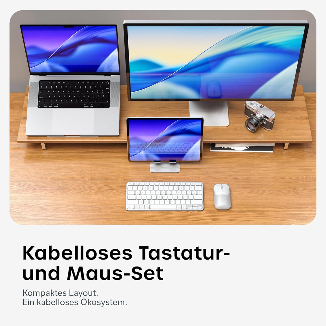 SATECHI Kabelloses Tastatur- &amp; Maus-Set Slim CEX1, Bluetooth Multi-Geräte, mit USB-C-Empfänger, 𝗨𝗦-𝗘