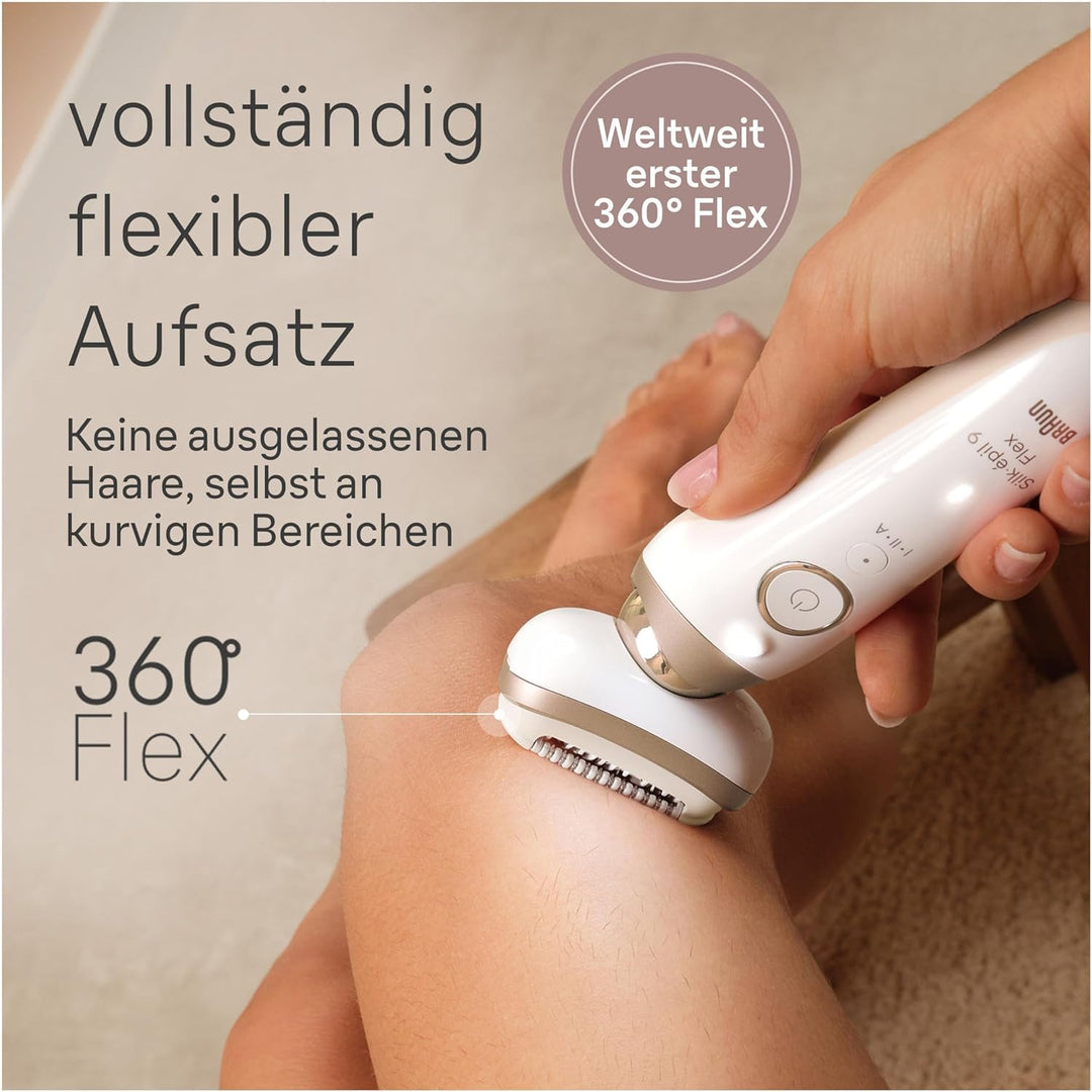 Braun Silk-épil 9 Flex, Epilierer mit flexiblem 360 Kopf für eine einfache Haarentfernung, Wet&Dry,