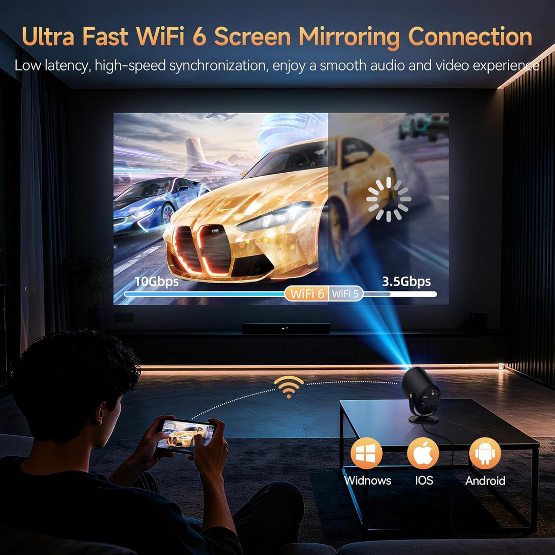 Mini Beamer 4k Heimkino, tragbarer Projektor Native 1080P Unterstützung 4K mit um 180° verstellbarem
