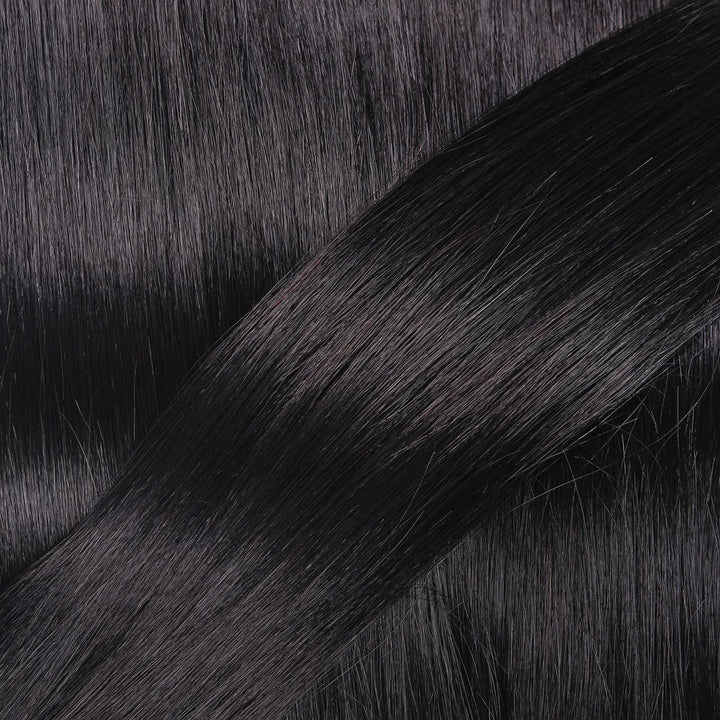 hair2heart Extensions Echthaar Bondings glatt - 25 Strähnen 1g 50cm 4/0 mittelbraun #1b Naturschwarz