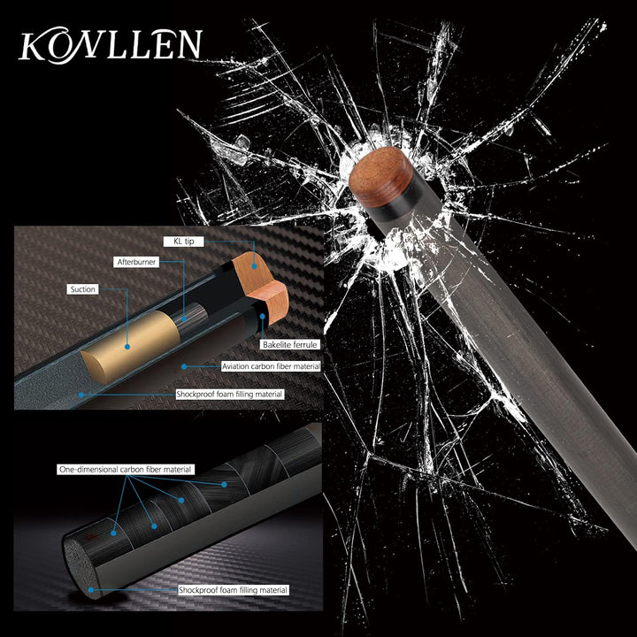 KONLLEN AING-1 Kohlefaser-Pool-Queue, handgefertigte Dragon Real Inlay (Abalone Shell Handmade Inlay