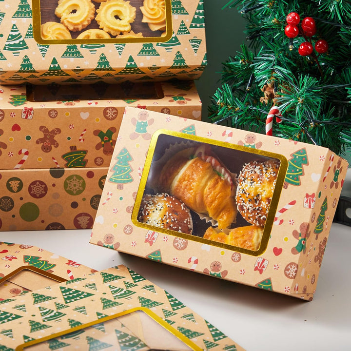 JOYIN 12 Stück folierte Weihnachts-Plätzchenboxen mit Fenster, Leckerli-Boxen für Donut und Kekse, b
