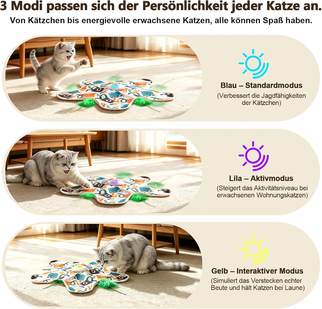 Nepfaivy Interaktives Katzenspielzeug Selbstbeschäftigung für Wohnungskatze | Katzen Spielzeug Elekt