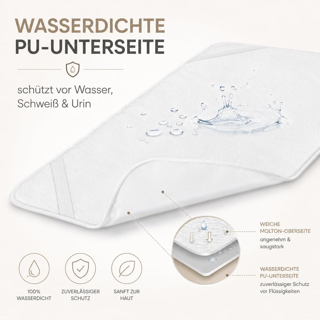 Sei Design wasserdichter Molton-Matratzen-Schoner 100% Baumwolle | wasserundurchlässige Matratzen-Au