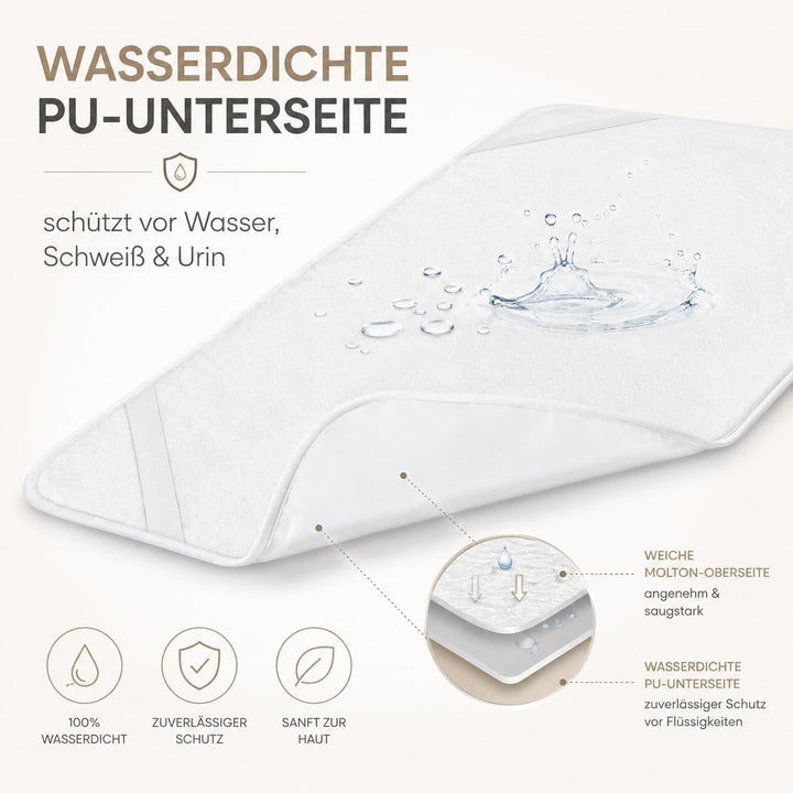 Sei Design wasserdichter Molton-Matratzen-Schoner 100% Baumwolle | wasserundurchlässige Matratzen-Au