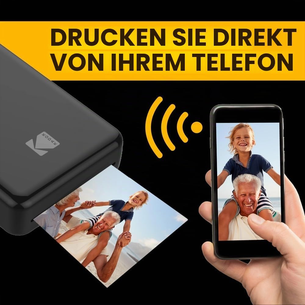 Kodak Mini 2 HD Wireless Mobile Instant Fotodrucker w / 4 Pass patentierte Drucktechnologie (Schwarz