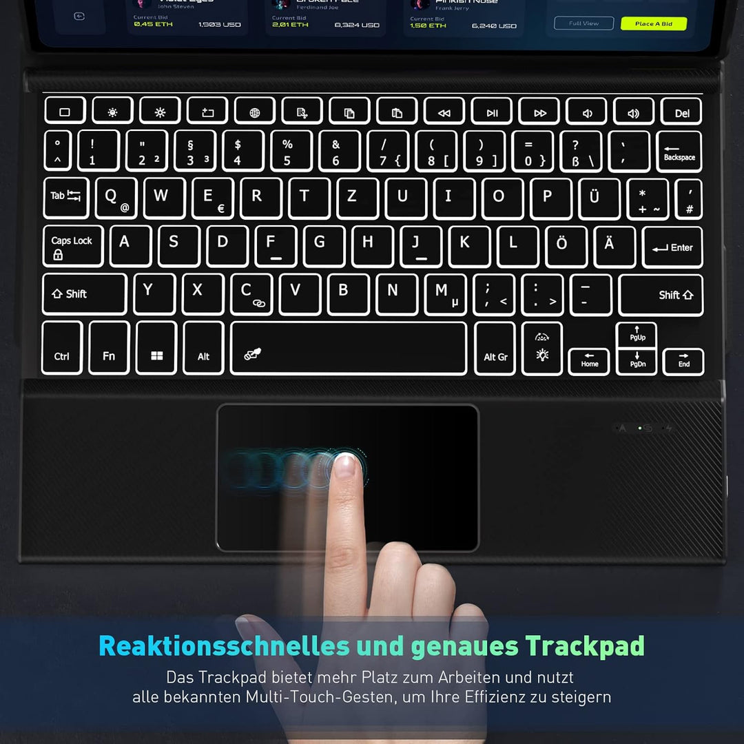 DoohowCase Bluetooth Tastatur Hülle mit Trackpad für Google Pixel Tablet 11 Zoll 2023, wiederaufladb