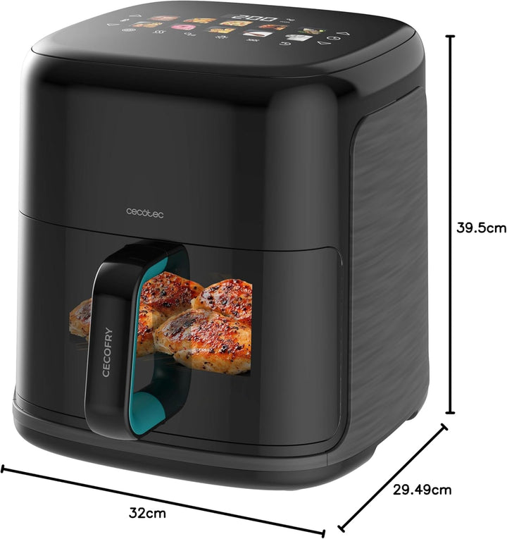 Cecotec Heissluftfritteuse ohne Öl - 6,5L - Grill - Doppelwiderstand - Integrierter Smoker - Air Fry