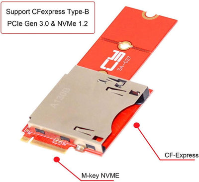 NFHK NGFF M.2 NVMe Mainboard auf CF Express-Verlängerungsadapter M2 M-Key für CFE Typ-B-Unterstützun