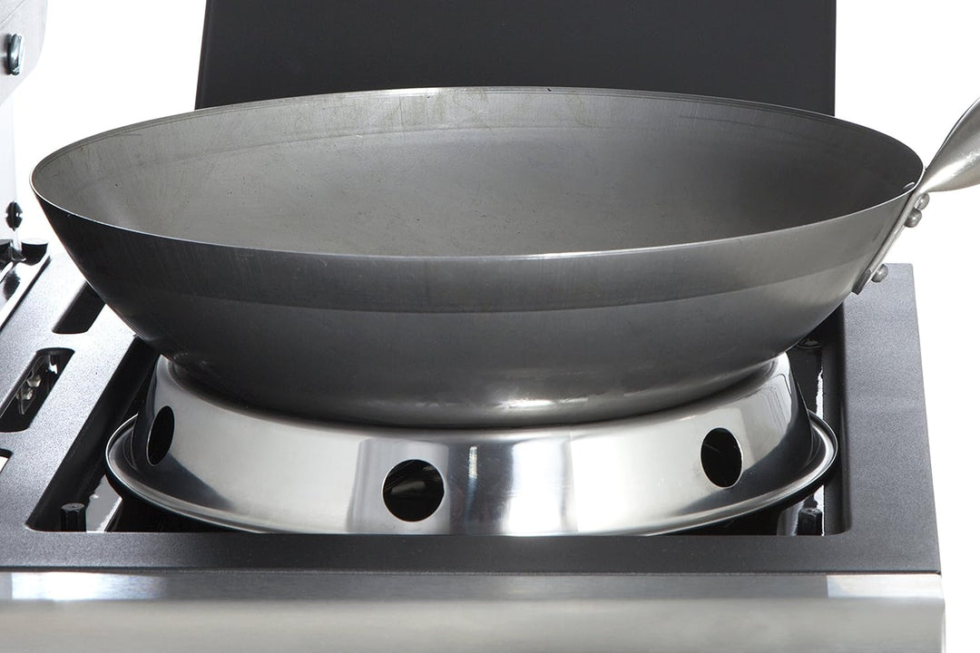 Original chinesische Wokpfanne, Ø 33 cm und Edelstahl-Wok-Ring (Wok, China-Wok, Stahl-Wok, Asia-Wok)