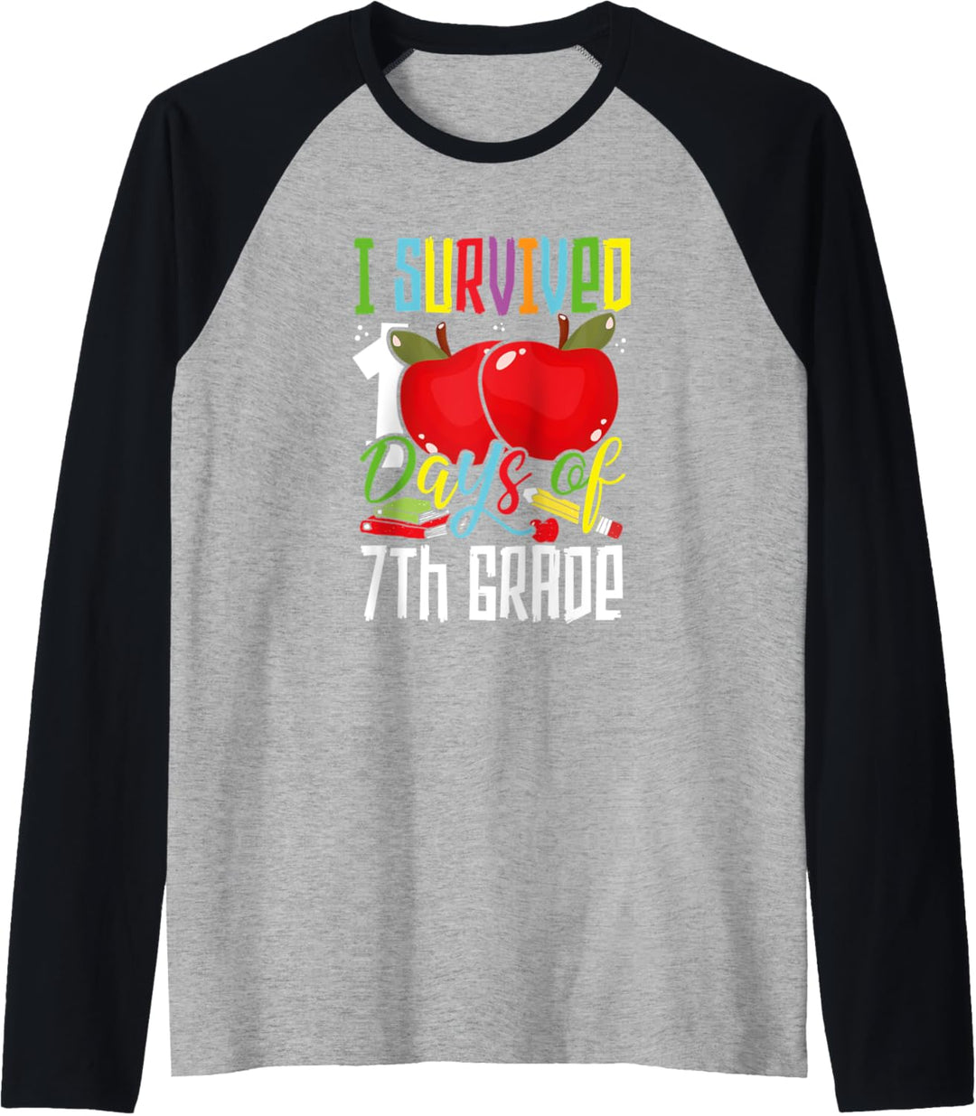 I Survived 100 Days of 7th Grade Kids 100th Day School Gift Raglan