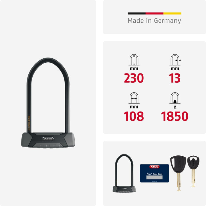 ABUS Bügelschloss Granit XPlus 540 + USH-Halterung 23 cm Schwarz/Orange, 23 cm Schwarz/Orange