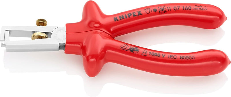 Knipex Abisolierzange mit Öffnungsfeder, universal verchromt, tauchisoliert, VDE-geprüft 160 mm 11 0