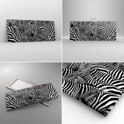 Wandbilder Dekoration Wohnzimmer Tiere Zebra Streifen Panorama Bilder auf Leinwand 120x50cm Leinwand