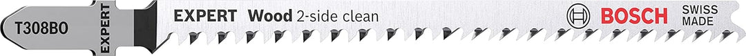 Bosch Professional 25x Stichsägeblatt Expert ‘Wood 2-Side Clean’ T 308 BO (für Sperrholz, Massivholz