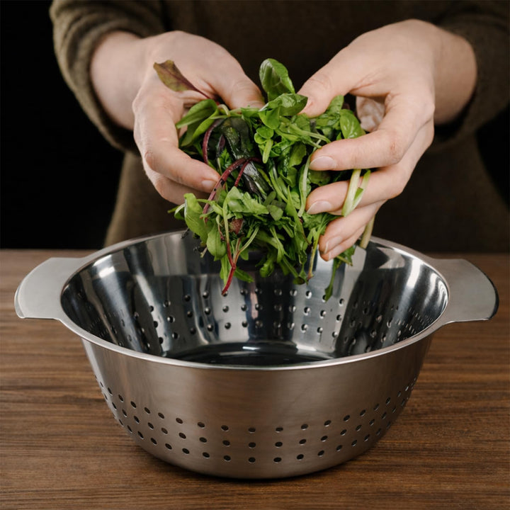 Salatsieb Salatseiher Küchensieb Sieb Edelstahl Seiher Nudelsieb Standseiher | Ø 24 cm Gemüsesieb Ab