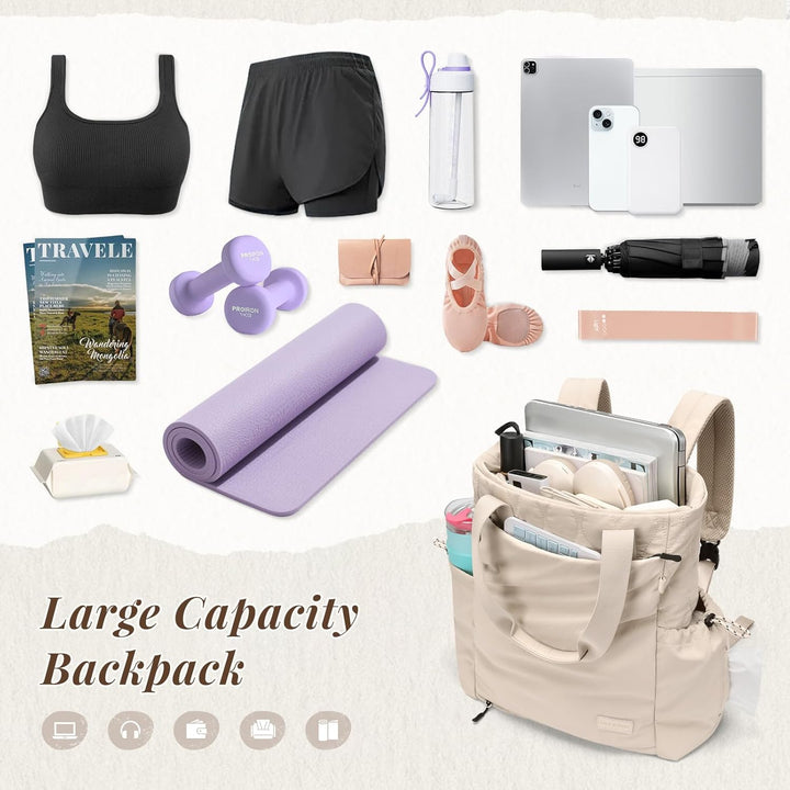 GOLF SUPAGS Convertible Laptop Rucksack Damen Yogatasche Sporttasche, Gesteppte Tragetasche, Yogamat