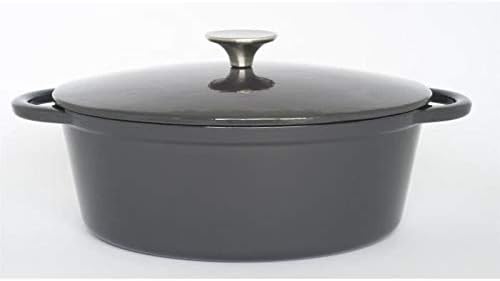 Baumalu 389061 Schmortopf, oval, Gusseisen, 27 cm, Cocon, Grau glänzend Majolique Ø27 cm, Ø27 c