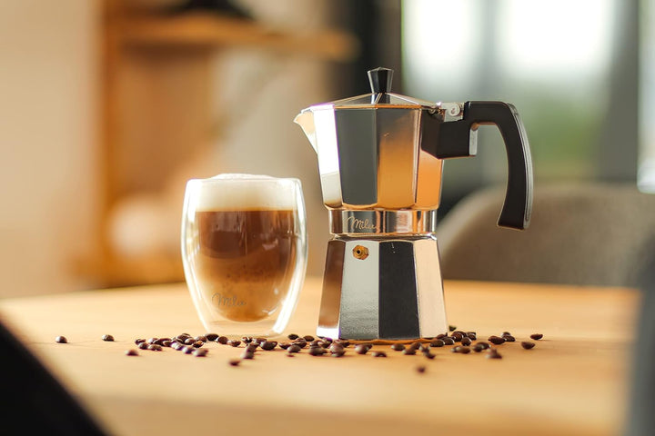 Milu Espressokocher (No Induktion) | 2, 3, 6, 9 Tassen | Aluminium Mokkakanne, Espressokanne, Espres