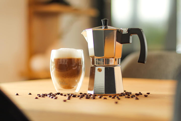 Milu Espressokocher (No Induktion) | 2, 3, 6, 9 Tassen| Aluminium Mokkakanne, Espressokanne, Espress