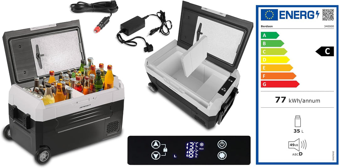 Berdsen Icemax 400 Kompressor Kühlbox 40L – tragbare 2-Zonen Gefrierbox – 12V/24V &amp; 230V Auto Campin