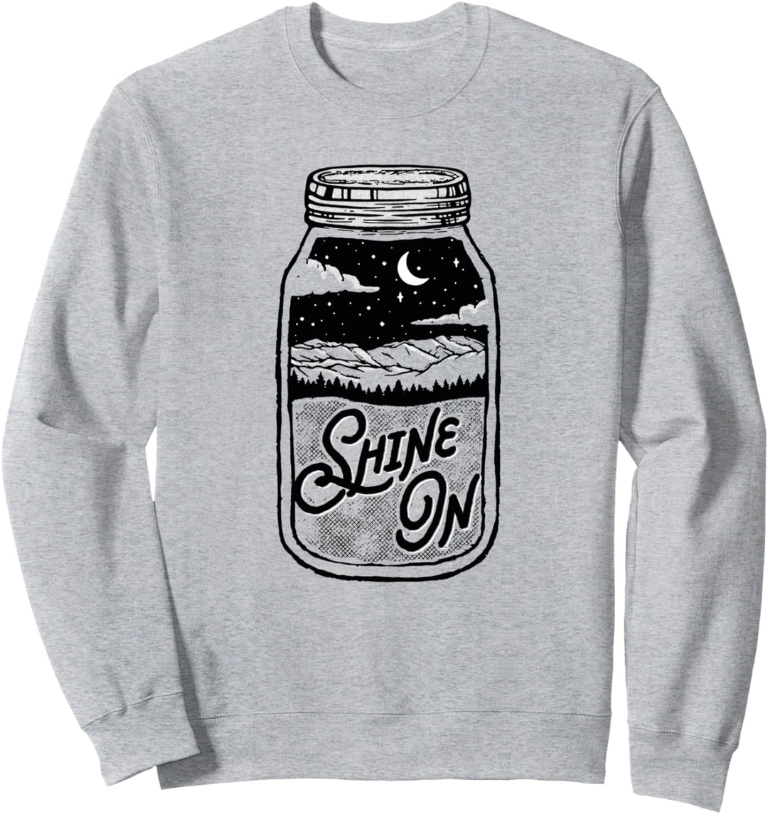 Shine On! Moonshine Lover Jar Design Moon & Mountains Sweatshirt