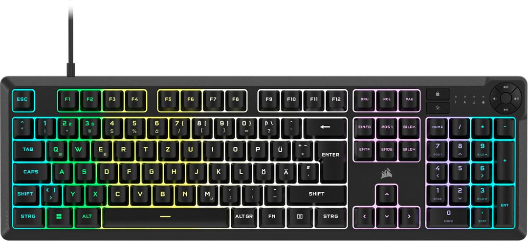 Corsair K55 CORE RGB Membran Kabelgebundene Gaming-Tastatur – Leise, Reaktionsschnelle Schalter – Sp