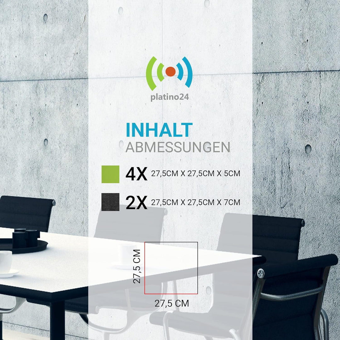 platino24 Schallabsorber COLORE 6 Paneele I 3D Akustikpaneele mit Akustikfilz aus Basotect ® G+ I st