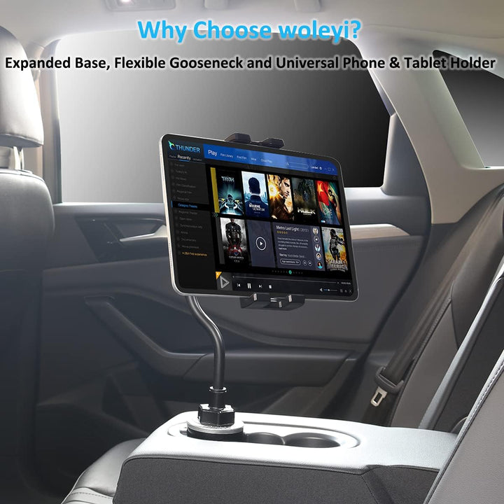 Schwanenhals Auto Tablet Getränkehalter, woleyi Universal Tablet Getränkehalter für Auto, LKW, Laufb