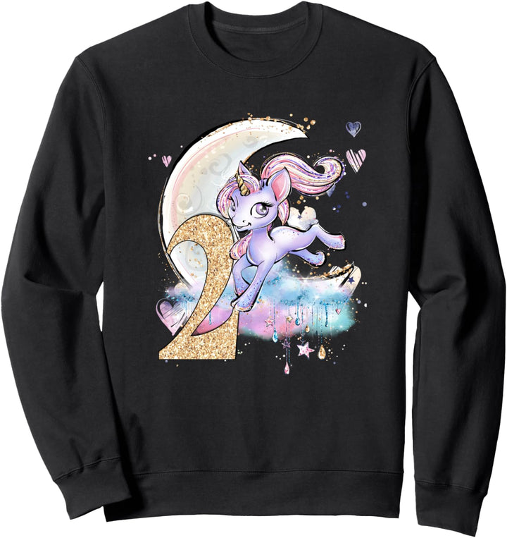 2. Geburtstag Einhorn Mädchen Mond Himmlische Kinder Sweatshirt