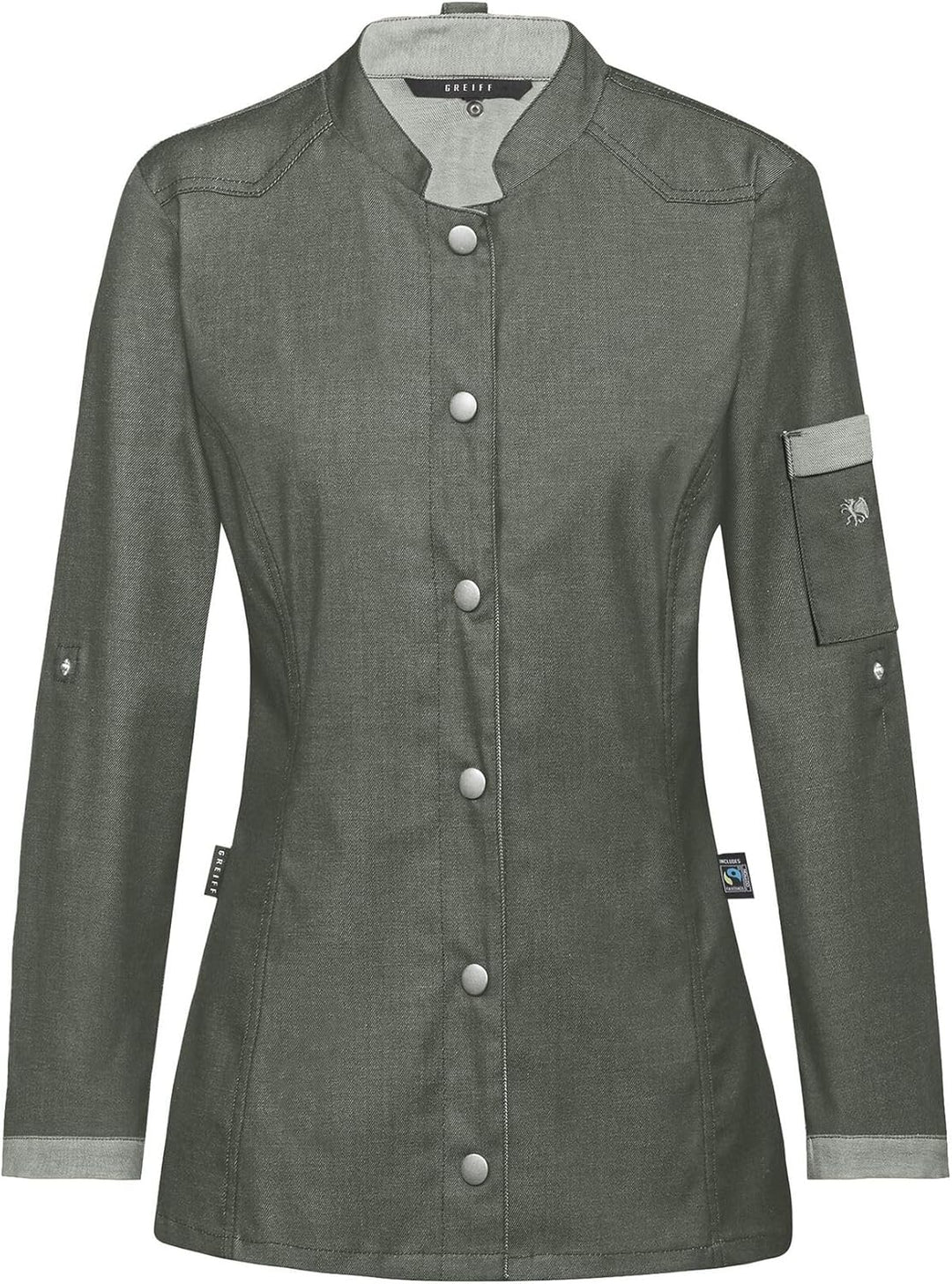 Greiff Gastro Moda Cuisine Damen Kochjacke Bikerstyle Regular Grün XS, Gr&#xFC;n XS