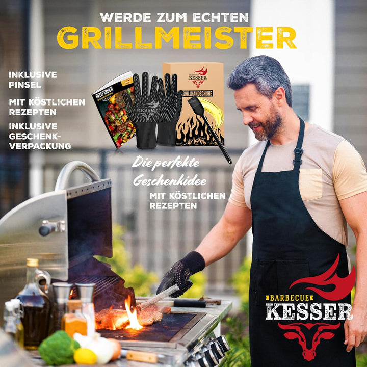 KESSER® Grillhandschuhe hitzebeständig bis 500° XXL | Ofenhandschuhe Atmungsaktiv & mit rutschfestem