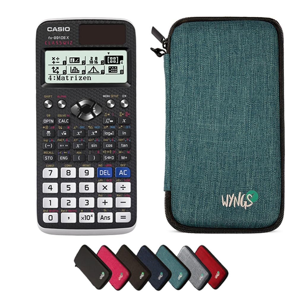 CALCUSO Sparpaket: Casio FX-991 DE X technisch-wissenschaftlicher Taschenrechner + WYNGS Schutztasch