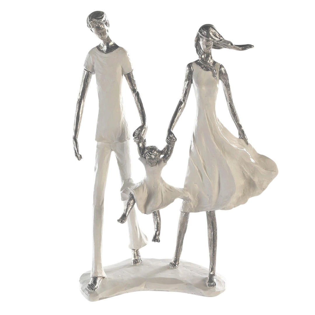 Casablanca modernes Design Skulptur Familie - Familienglück - weiss/Silber - Polyresin - Höhe 31 cm
