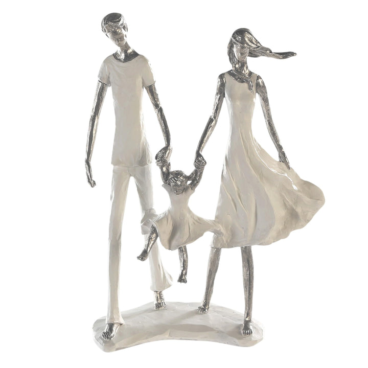 Casablanca modernes Design Skulptur Familie - Familienglück - weiss/Silber - Polyresin - Höhe 31 cm