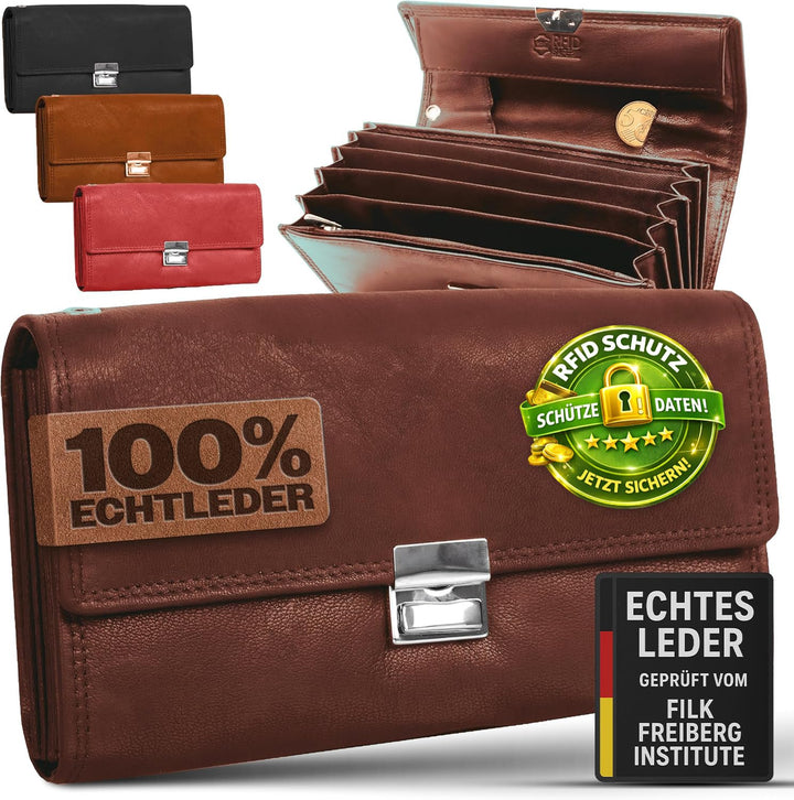FLEXIBILITE®️Profi Kellner Geldbörse Profi Wasser Büffel [2025] Echt Leder RFID (18,5 x 9,5 x 4,5cm