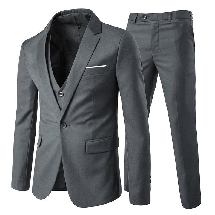 Anzug Herren Slim Fit 3 Teilig Anzüge Herrenanzug Sakko für Hochzeit Business L Grau, L Grau
