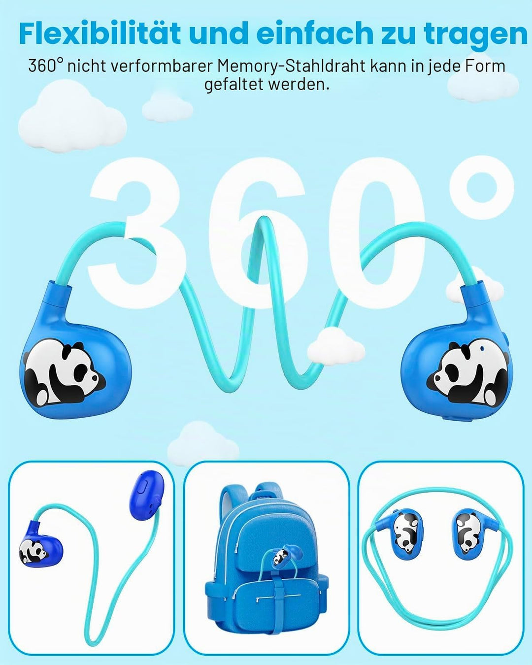 BANIGIPA Kinder-Kopfhörer, offene Kopfhörer, drahtloses Bluetooth 5.4 Headset mit Mikrofon für die S