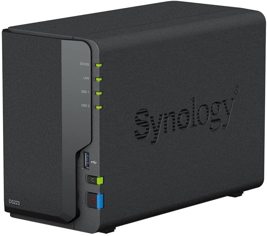 Synology DS223 Desktop-NAS-Lösung, 20 TB, 2 Schächte, installiert mit 2 x 10 TB Seagate Ironwolf-Lau