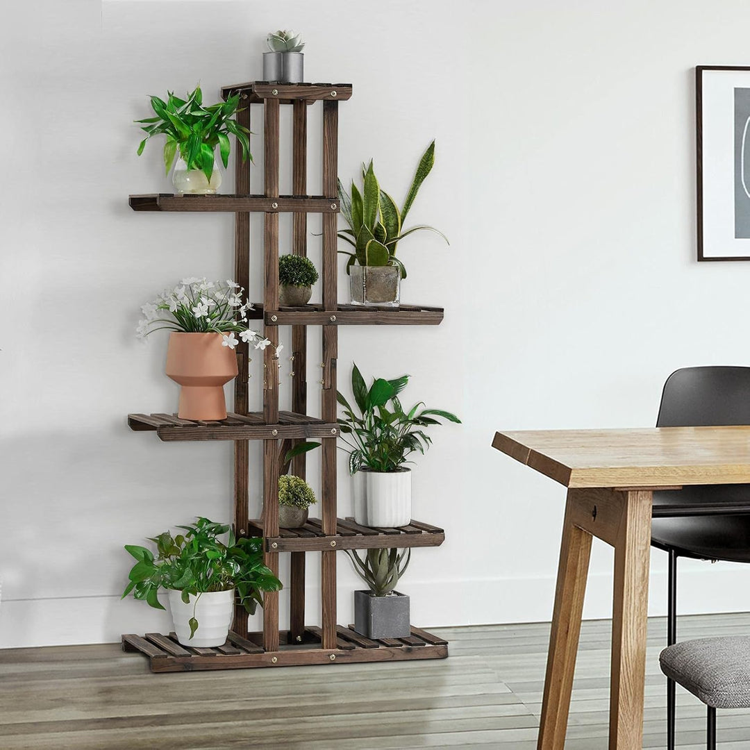 Yaheetech Pflanzentreppe mit 6 Ebenen, Schmales Blumenregal, Blumenständer Balkon, Holz Blumenbank O