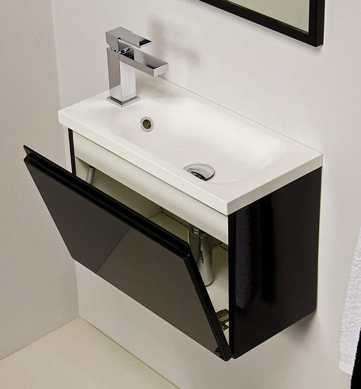 Quentis Badmöbel | Gäste-WC Möbel FAROS, Breite 50 cm, Waschplatzset 2-teilig, Waschbecken und Unter