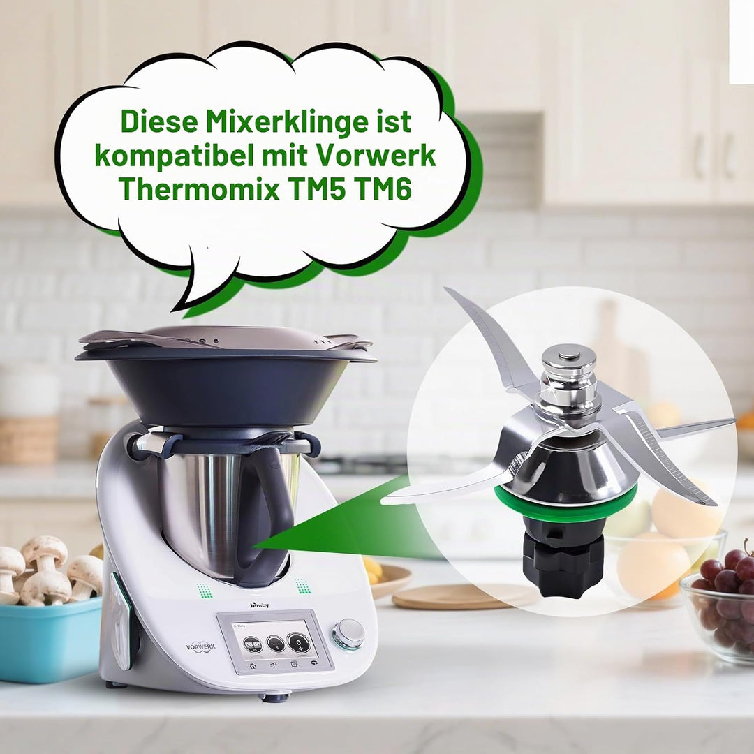 Messer für Vorwerk Thermomix TM5 und TM6, Spalivivre Edelstahl Ersatzmesser mit Dichtring, Mixmesser