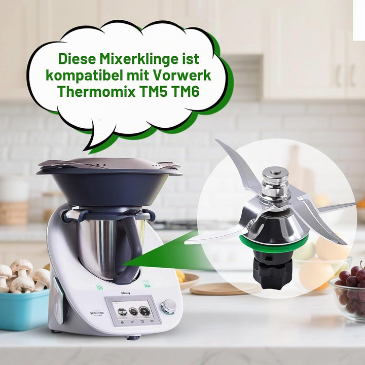 Messer für Vorwerk Thermomix TM5 und TM6, Spalivivre Edelstahl Ersatzmesser mit Dichtring, Mixmesser