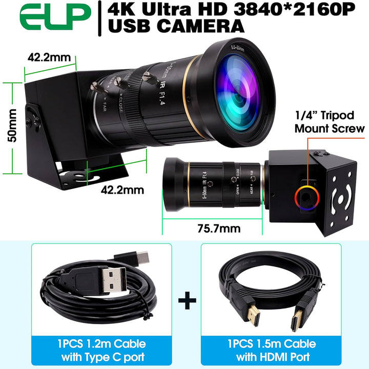 G 4K USB HDMI Kamera Mit Manuellem Zoom - Variabler Fokus PC-Webcam, Mini Lightburn-Kamera für Compu