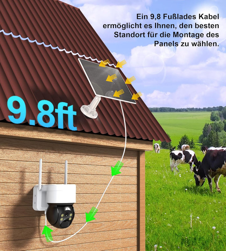 6W Solarpanel für Akku Überwachungskamera Aussen im Aussenbereich, 5V USB-C Solarmodul, Outdoor Akku